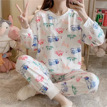 

Girls pajamas suit trousers summer 2XL pajamas printed kawaii casual women's pajamas 2 elegant student simple