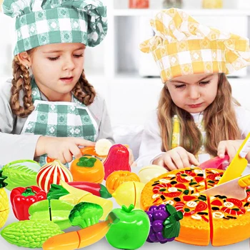 

Kid Kitchen Set Toys 43 Pcs/Set Plastic Food Toy Cuting Vegetables Cuting Fruit Educational Pretend Play Safe Cute Girl Toy Gift