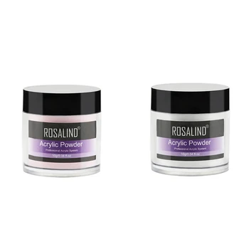 

2Pcs ROSALIND 3D 10G Painting Acrylic Powder Crystal Nail Art Tips Builder Transparent Acrylic Nail Powder Manicure Pink & White