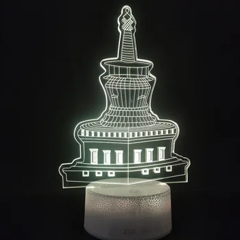 

Fast Delivery 3d Lamp Living Rooom Decoration The Tower Building 7 Colors with Remote Touch Sensor Led Night Light Lamp for Kids