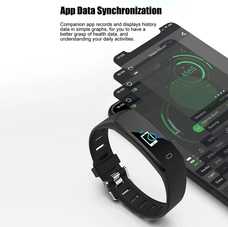 Смарт Bluetooth часы IP67 Водонепроницаемый трекер сердечного ритма фитнес-браслет красочный экран монитор артериального давления браслет