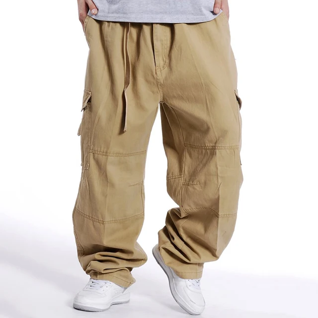 Men Baggy Cargo Pants Khaki / Black 