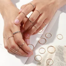 10 unids/set creativo versión coreana Junta anillo marea combinación Anillos de cola