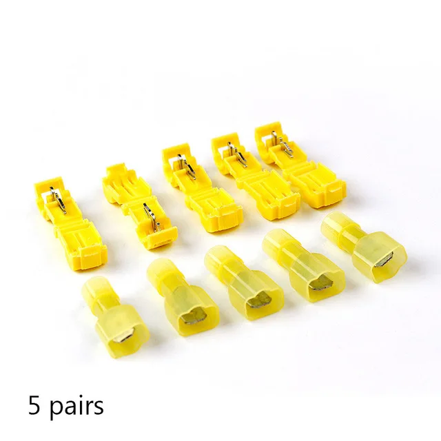 5 pairs 10PCS Yellow 30/60 шт., коннекторов для электрических проводов, разъемы и клеммы для проводов, обжимная Клемма Scotch Lock быстрый зажим для 22-10AWG Электрический автомобильный аудио комплект набор инструментов - Цвет: 5 pairs 10PCS Yellow