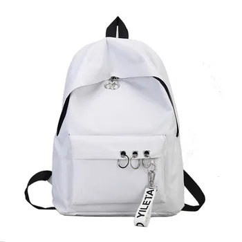 

Women's Nylon Backpack Female Fashion Ring Decoration Shoulder Bookbags Girl Satchel Travel Double Shoulder Backpacks Large