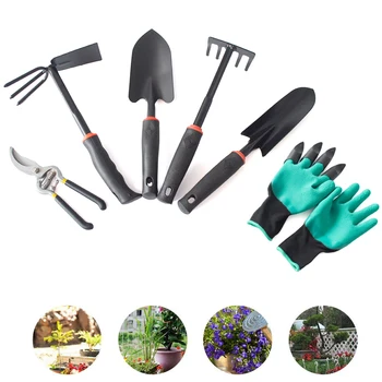 

6 Pcs Garden Tools Set Manual Removing Garden Taproot Pruning Shears Trowel Cultivator Weeding Fork Weeder and Secateur D40