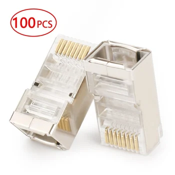 

RJ45 super five types of unshielded crystal head transparent network crystal head a box of 100PCS 8Pin RJ45 connector gadget