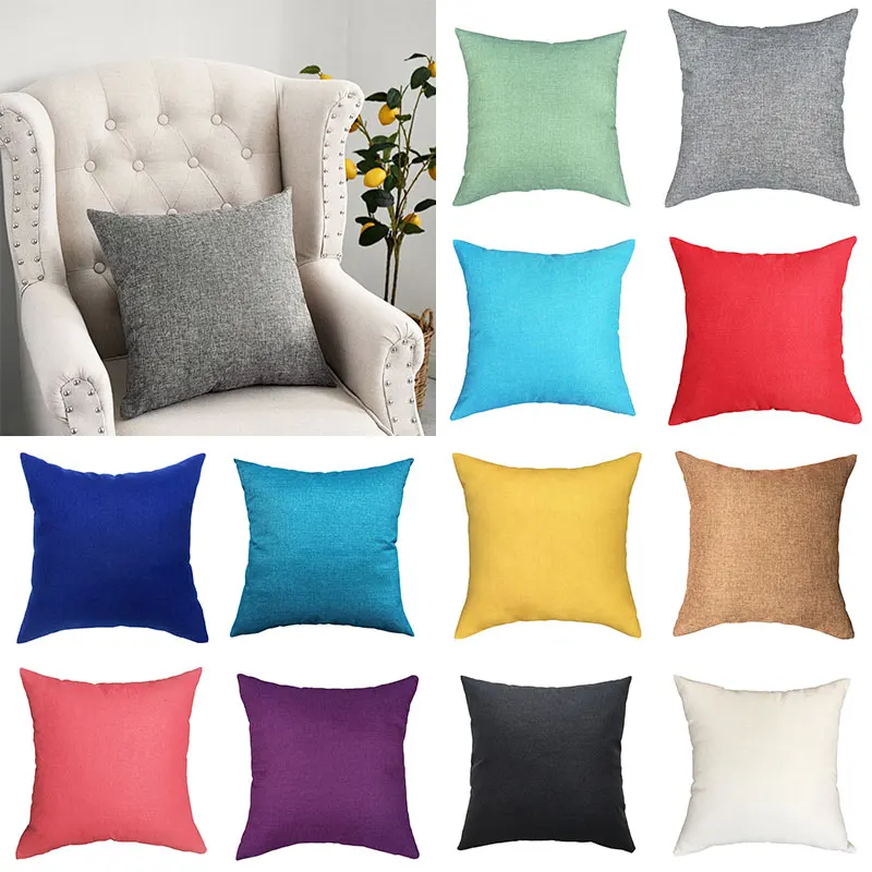 Nola Faux Linen Throw Pillow Cover Home Decorative Pillowcase for Sofa Cafe Modern Solid Color Cushion Square Case | Дом и сад