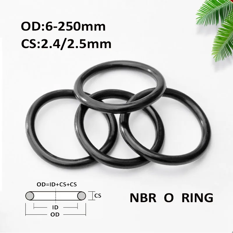 Nitrile Rubber O-Ring CS 2.5mm NBR Oring Seal Sealing OD 9mm-250mm Oil Resistant 