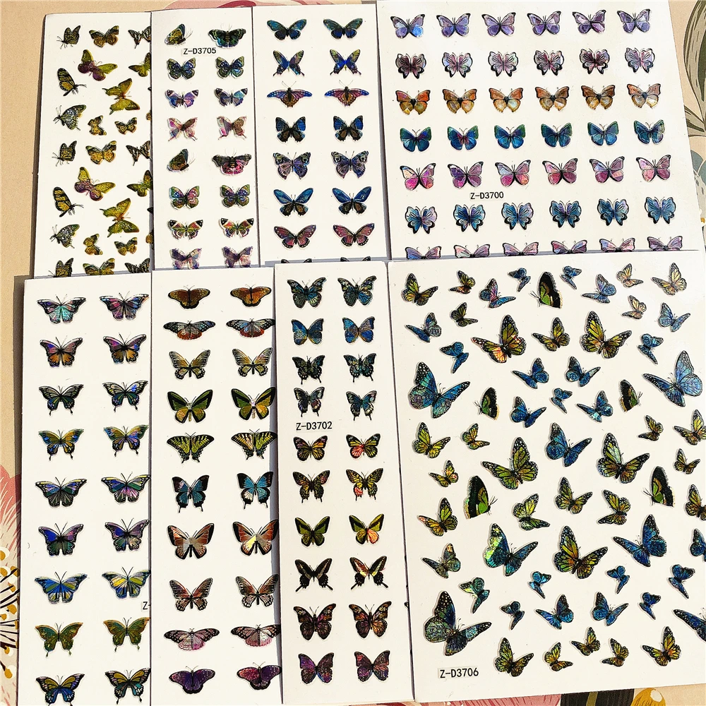 Z-D3702 Z-D3706 Colorful butterfly 3D Back glue Nail decal Nail sticker Nail decoration Nail art Nail ornament