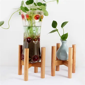 

Wood Color Durable Detachable Wooden Flower Pot Stand Freestanding Bonsai Bracket Home Garden Indoor Display Plant Shelf