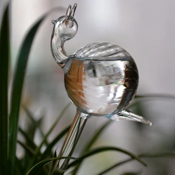 

2Pcs Small Hand Blown Clear Glass Self Watering Aqua Globes,Snail