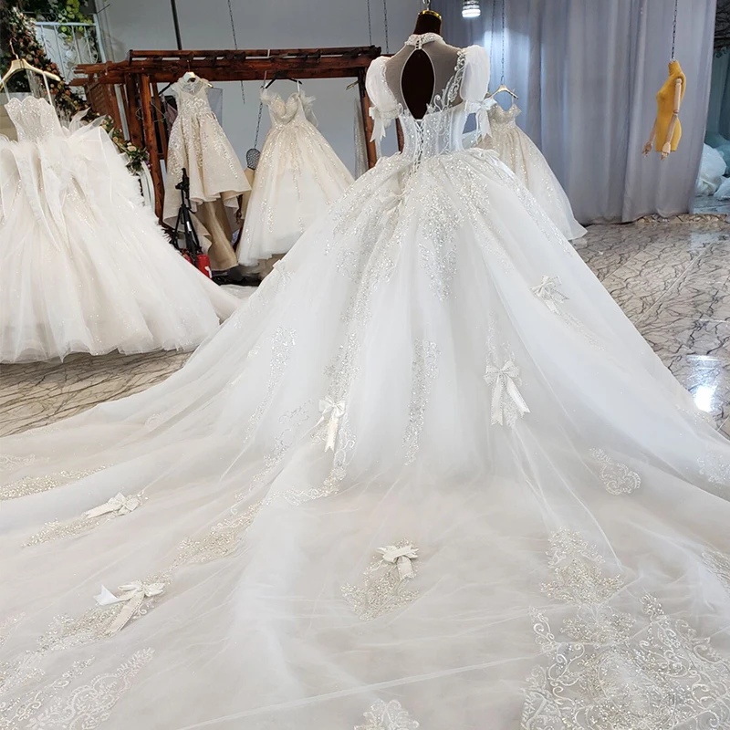HTL2214 2021 new dubai wedding dresses plus size boho ball gown luxury civil wedding dresses for bride arti boyutlu gelinlik 3