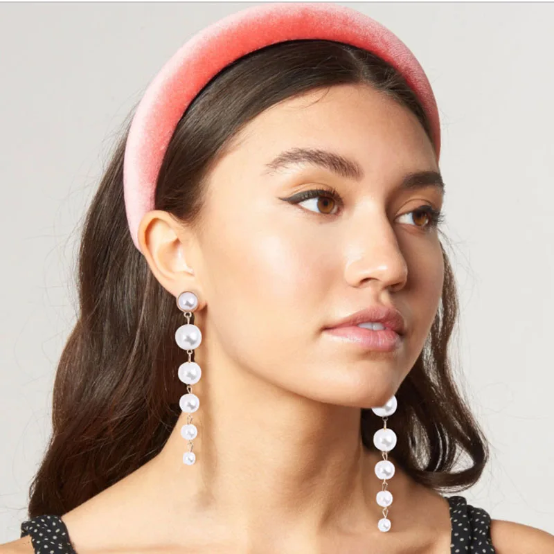 

Imitation Pearl Earrings for Women Earrings Big Pearls Pendant Long Earrings Sponge Headband Trendy Elegant Jewelry For Wedding