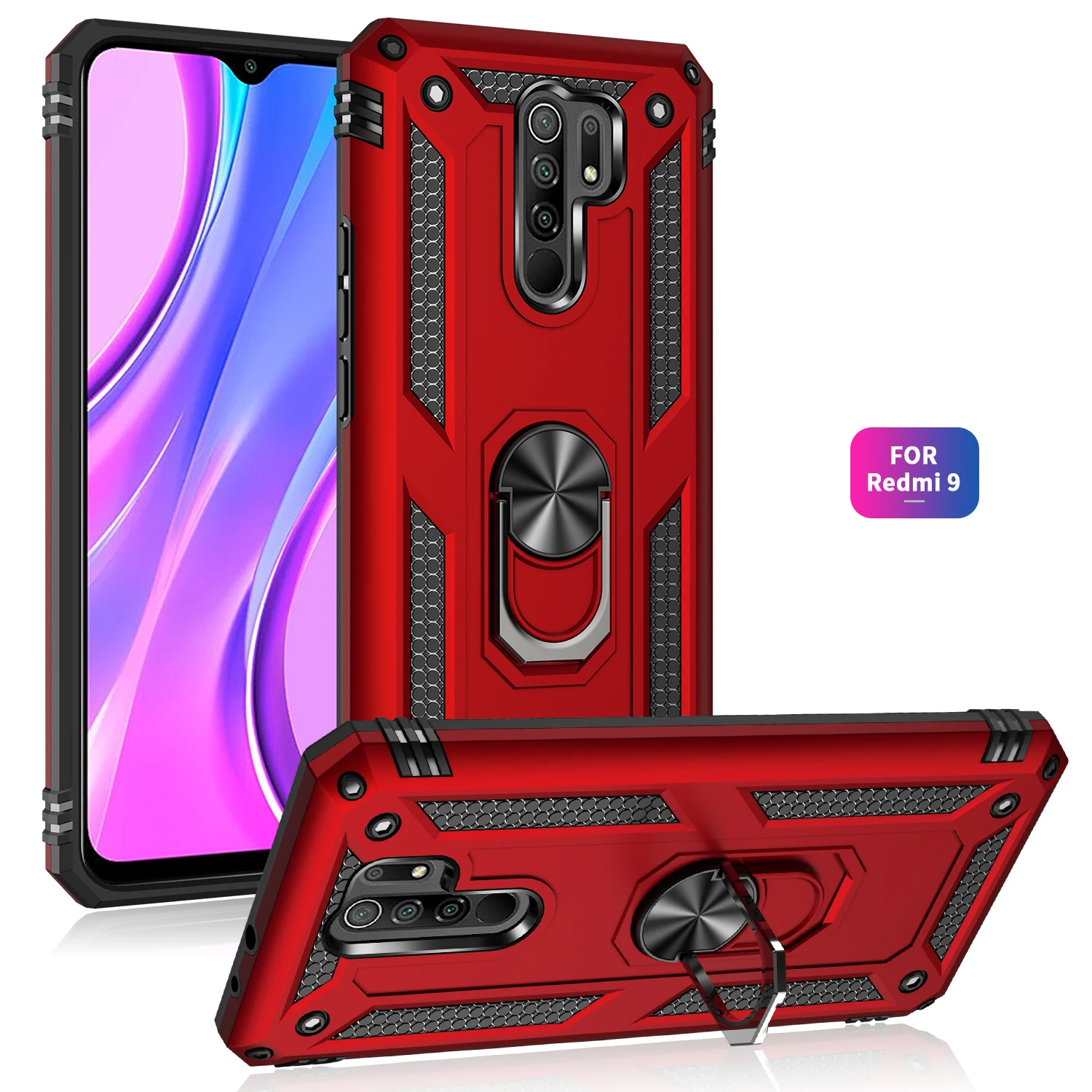 For Xiaomi Redmi 8 8A Note 8 Pro 8T Shockproof Armor Magnetic Metal Ring Stand Bumper  Phone Case Back Cover For  Redmi 9 9A 9C