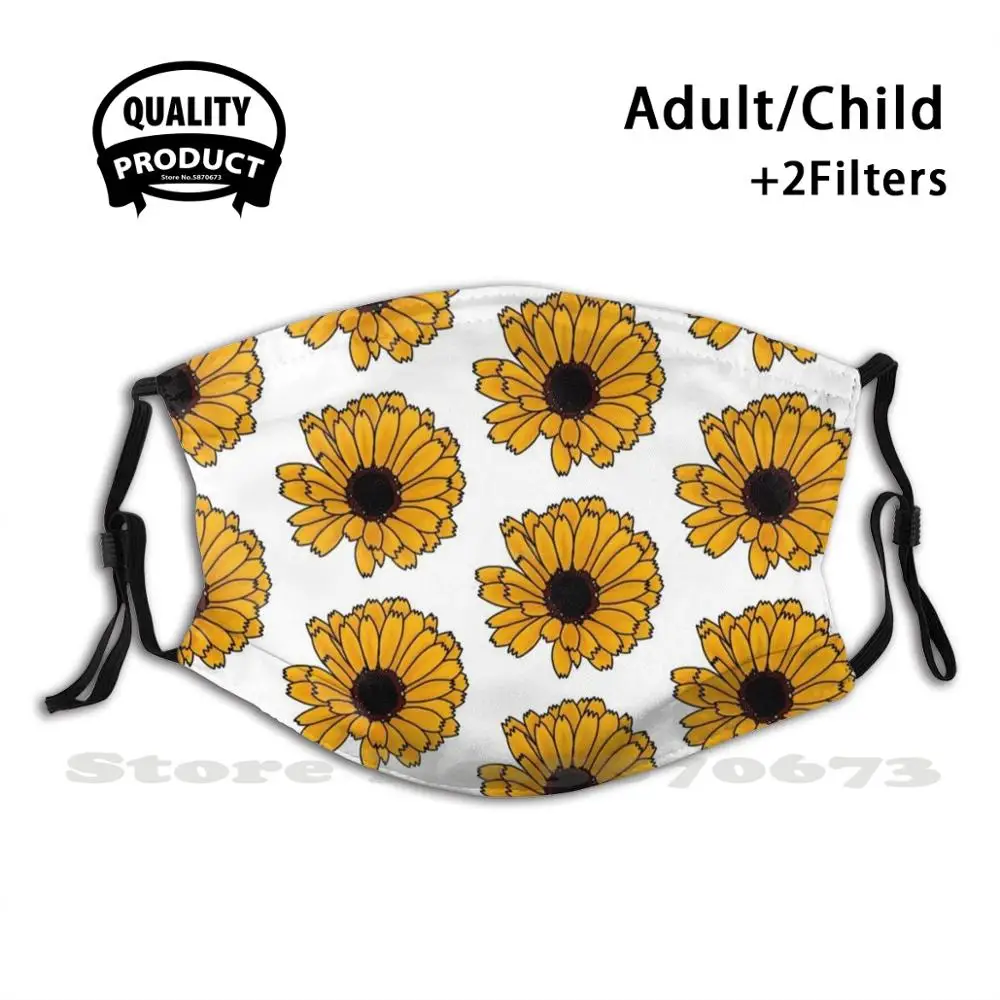 

Yellow Marigold Design Anti Dust Filter Men Women Kids Girl Boy Teens Mouth Masks Flower Flowers Minimalist Minimal Bloom