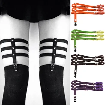 

Black Gothic punk Leg rings Garter Belt Harness for women cosplay harajuku sexy body leather harness adjustable Suspender