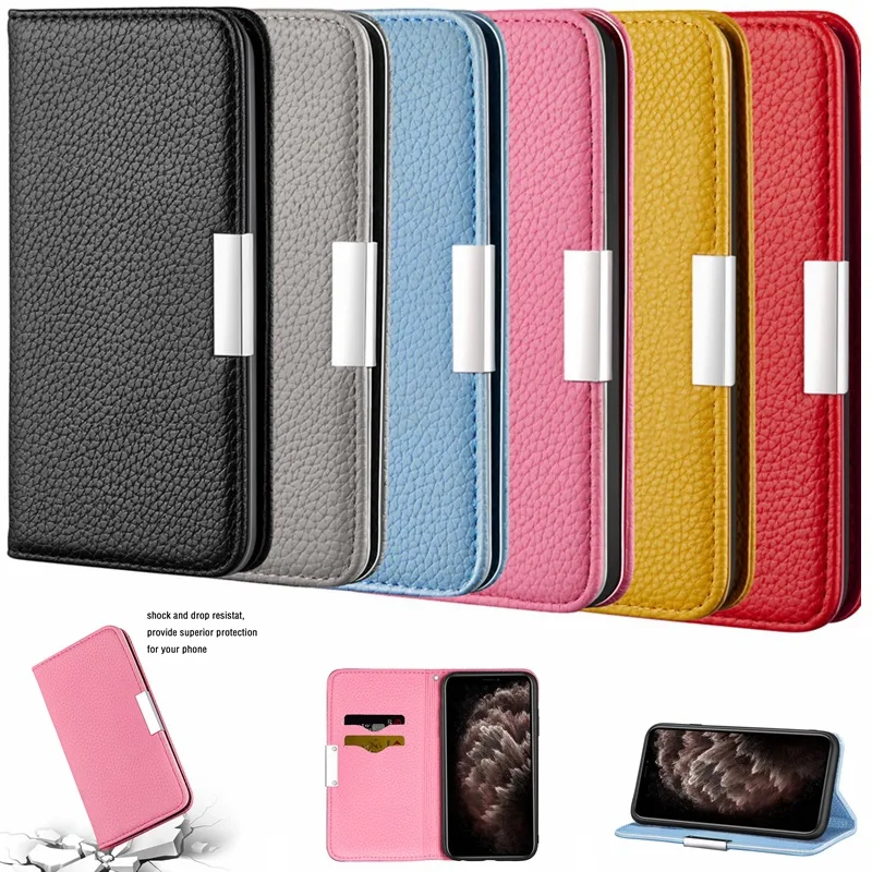US $359.01 100pcs Litchi Pattern Capa Flip Leather Case For IPhone 12 11 XS Pro Max XR X 6 6S 7 8 Plus SE Leather Phone Bags Wallet Cover