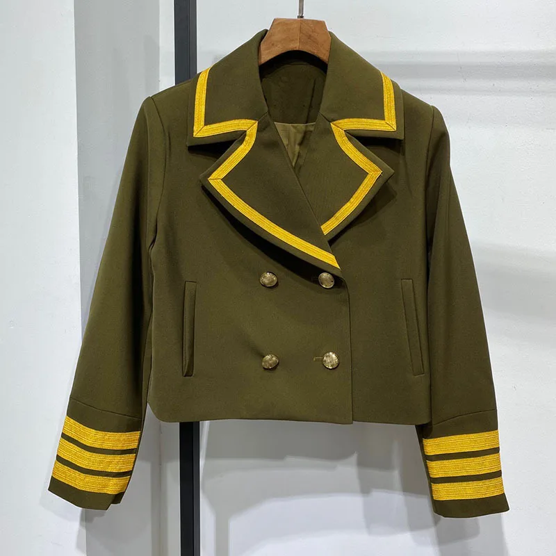 

Chic women's Military jackets 2020 Spring Brand new high quality embroidery blazer coat B738