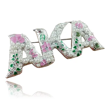 

Drop shipping Big size AKA pink and green Alpha K Alpha Sorority Brooch Lapel Pin Jewelry