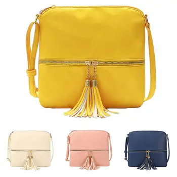 

Crossbody Bag Women Front Zipper Tassel Faux Leather Crossbody Shoulder Bag Handbag