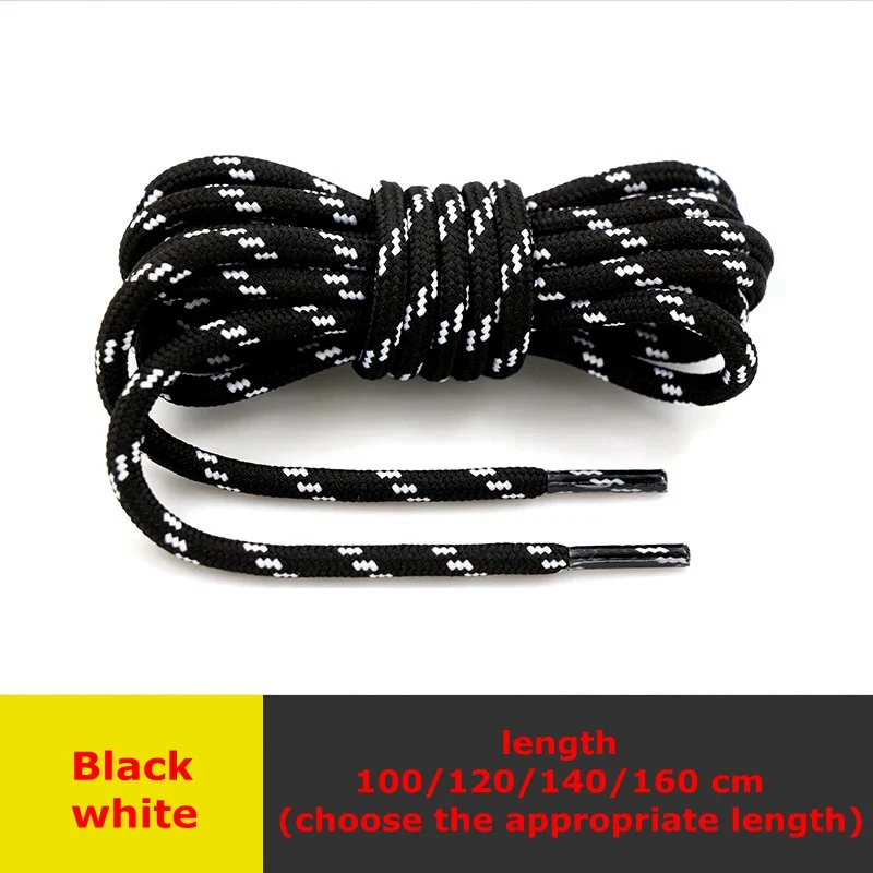 Black white 1 пара высокой плотности плетения шнурки круглые тонкая текстура шнурки на открытом воздухе на каждый день; свободные кроссовки; ботинки обувь на шнурках; 100/120/140/160 см - Цвет: Black white