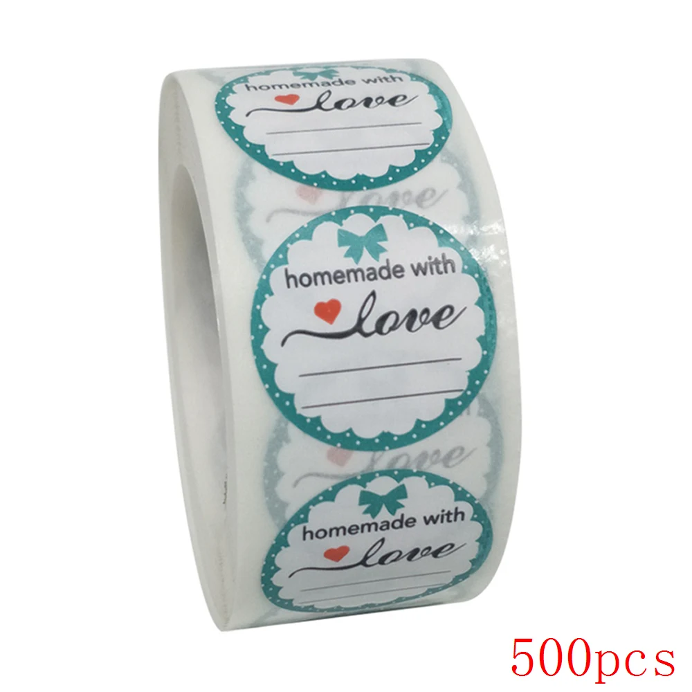 50-500pcs handmade with Love Stickers Baking label wedding sticker party label decoration envelope seal stationery black sticker 