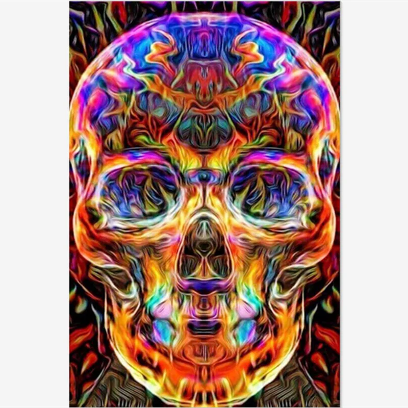 

DIY Full Round Drill 5D Diamond Colored skull Painting 3D Embroidery Cross Stitch 5D Home Decor Christmas Gift Z06
