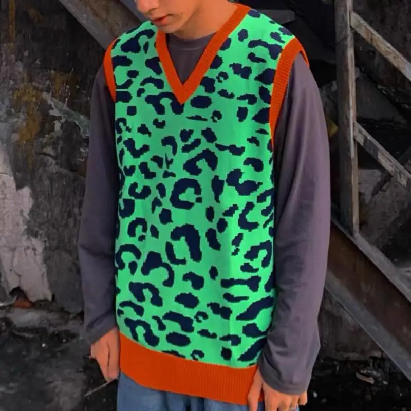 Leopard Men Sweaters Luxury Golf Flower 