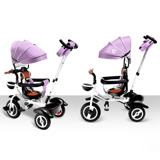 The New S-bend Double-push Four-in-one Children's Tricycle Can Push and Ride Non-inflatable Shock-absorbing Children's Trolley 6