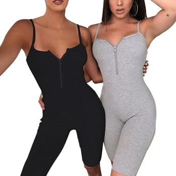 

Summer zipper Body Romper Tracksuit 2020 Women Sexy Bodycon Casual Jumpsuit Sleeveless Leotard Sports Home wear Playsuit Pajama