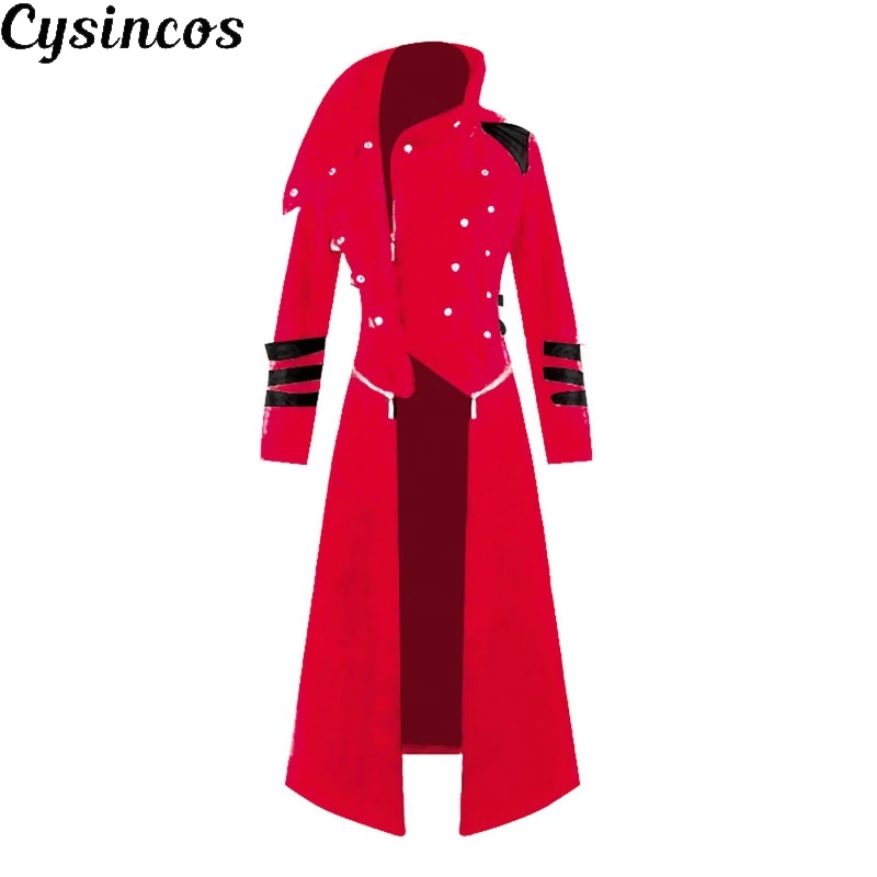 CYSINCOS, новинка, Повседневный, с капюшоном, Hombre, для мужчин, на пуговицах, длинный плащ, Ретро стиль, воротник-стойка, стимпанк, Homme, на молнии, длинный рукав, пальто