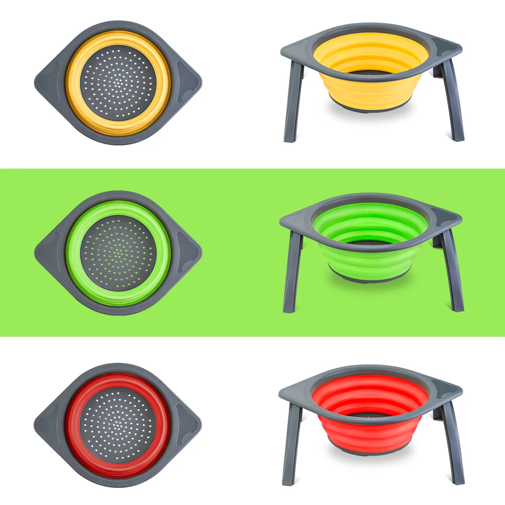 Kitchen Strainer Folding Drain Basket Colander Collapsible with Support