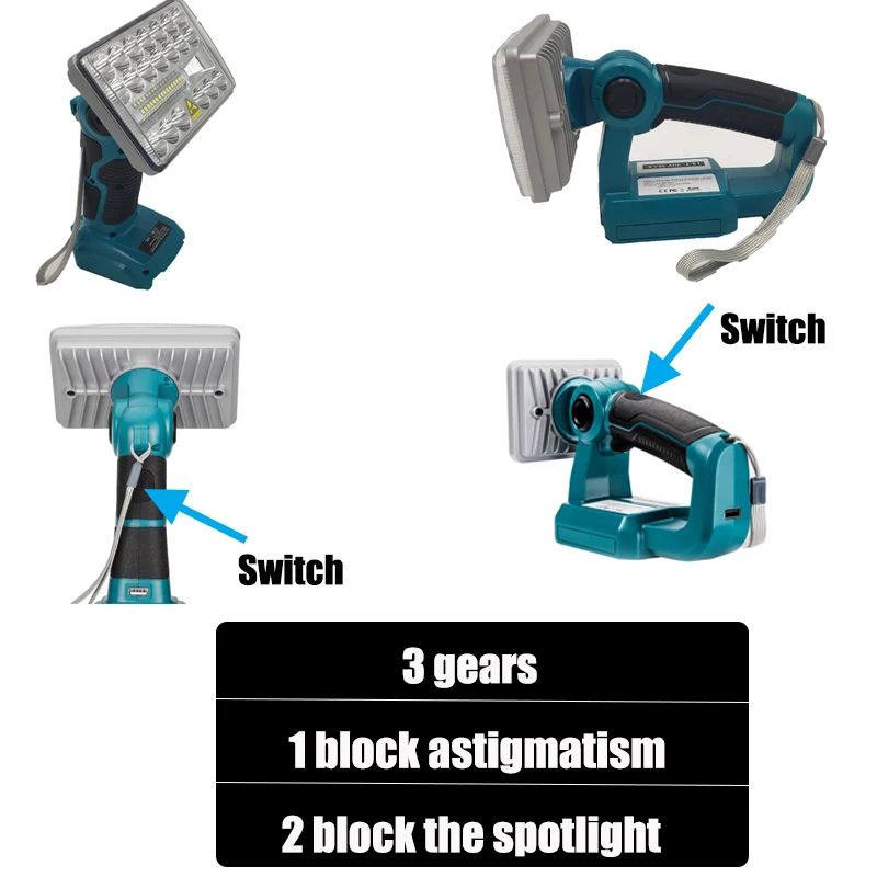 BAT609 Replace for Bosch 18W Tool Light LED Light Work for Bosch 18V Li-ion Battery with USB Work BAT618 BAT609G