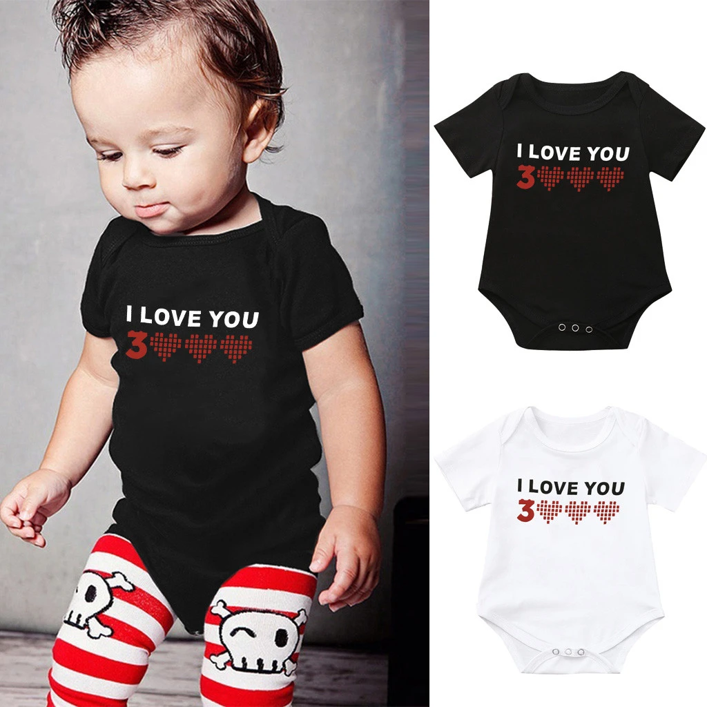 New Toddler Baby Girls Boys I Love You 3000 Printed Tops Bodysuit Romper Clothes