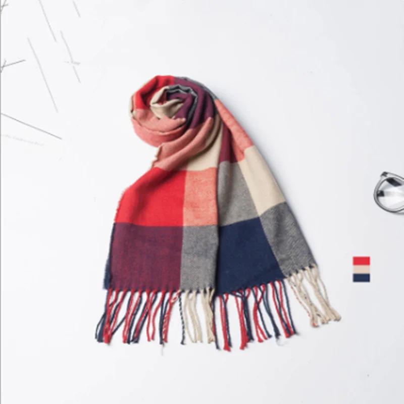 Роскошный брендовый клетчатый шарф зимний кашемировый шарф для женщин длинный шерстяной пашмины женские шали мужской деловой шарф