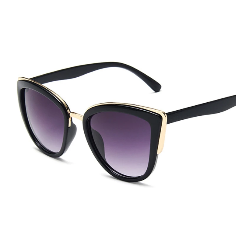 Солнцезащитные очки «кошачий глаз» женские, винтажные модные брендовые дизайнерские пикантные леопардовые очки, цвет черный