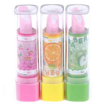 1PCS Colorful Eraser Lipstick Ice Cream Shape Students Gift School Office Supplies for Pencil Rotary Rubber Stationery Kids