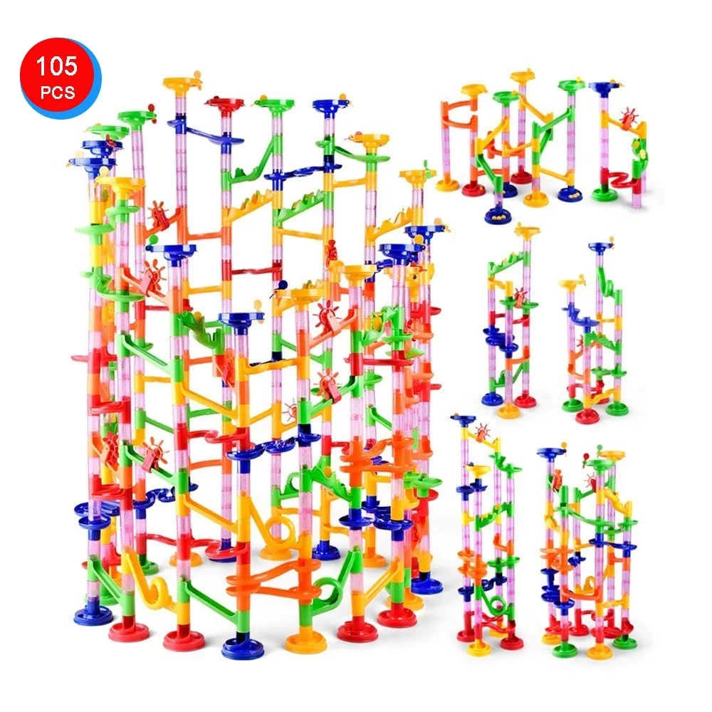 

105 Pcs/Set Marble Tracks Preschool Educational Toys Baby Circuit Marble Race Run Maze Children Building Pipe Blocks Kids Gifts