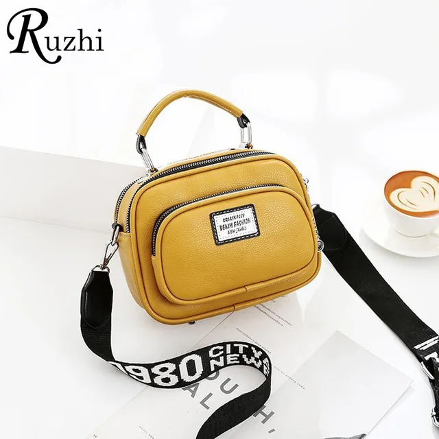 Wide Shoulder Women Bags Simple And Versatile Soft PU Leather Shoulder Bags Sewing Thread Small Square Bag Solid Handbags 2