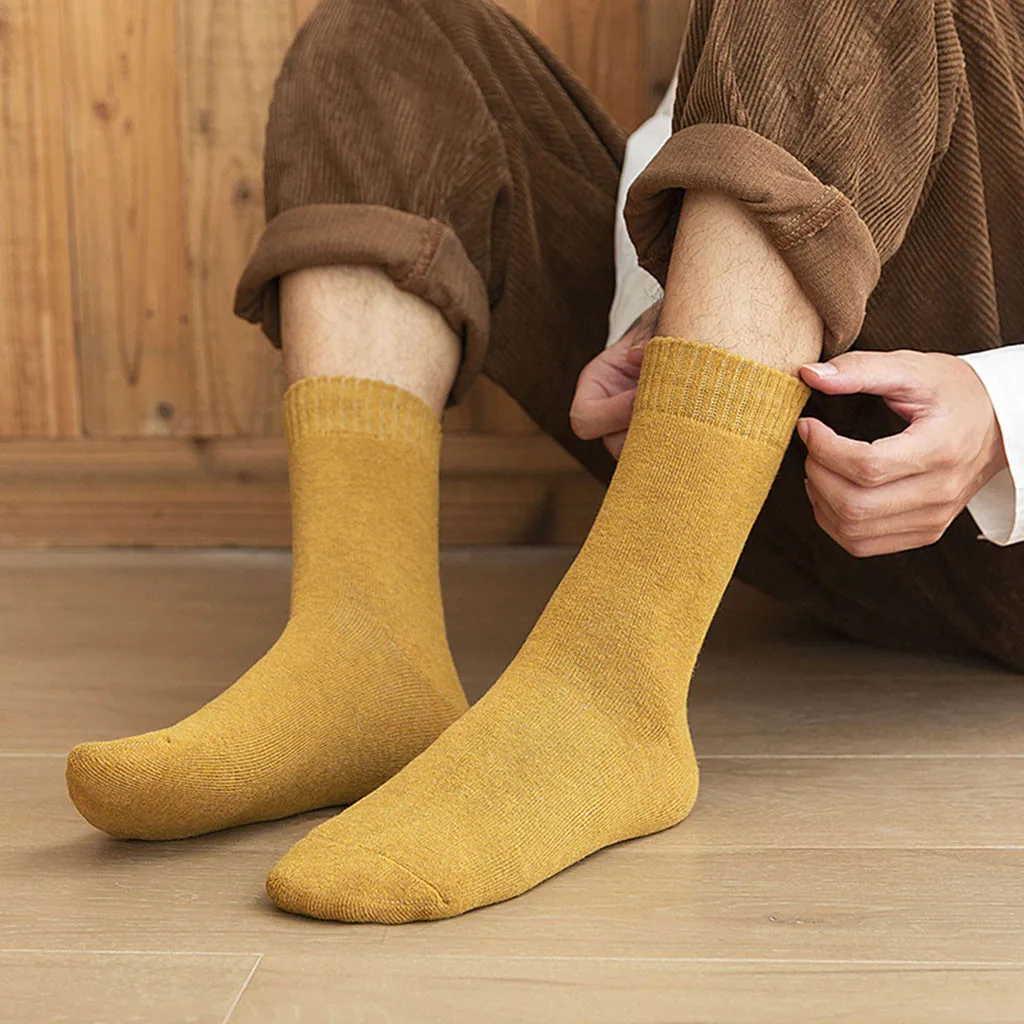Однотонные осенние носки; повседневные хлопковые носки; теплые носки