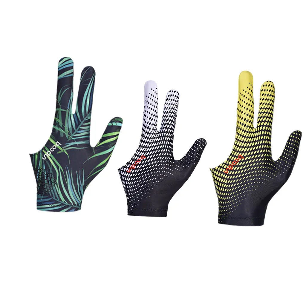HEALLILY Elastic 3 Fingers Show Gloves for Billiard Shooters Carom Pool Snooker Cue Sport Wear on The Right or Left Hand Size M Black 