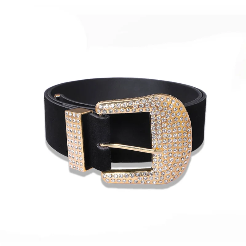 gold strass belt Cinturon mujer, роскошные дизайнерские ремни с большими стразами для женщин, черные кожаные поясные украшения, Золотая цепочка, пояс, стразы, алмаз, мода - Цвет: gold strass belt