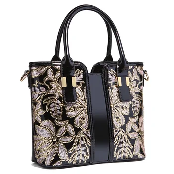 

Ceossman Luxury Women Patent Leather Handbags Sequin Embroidery Shoulder Crossbody Bag Famous Brand Designer Lady Messenger Tote