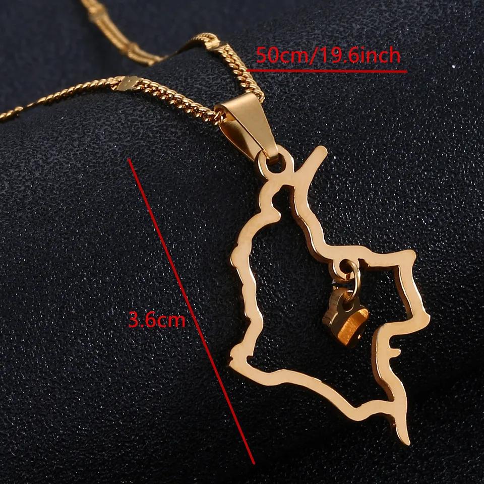 Stainless Steel Colombia Map Heart Pendant Necklace - Gold Plated Colombian Flag Jewelry For Women - View #6