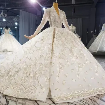 شراءفساتين زفاف فاخرة عربية بوهو مكشوفة الكتف مطرزة بالكريستال فساتين زفاف تول ذيل شابيل الأميرة فستان الزفاف