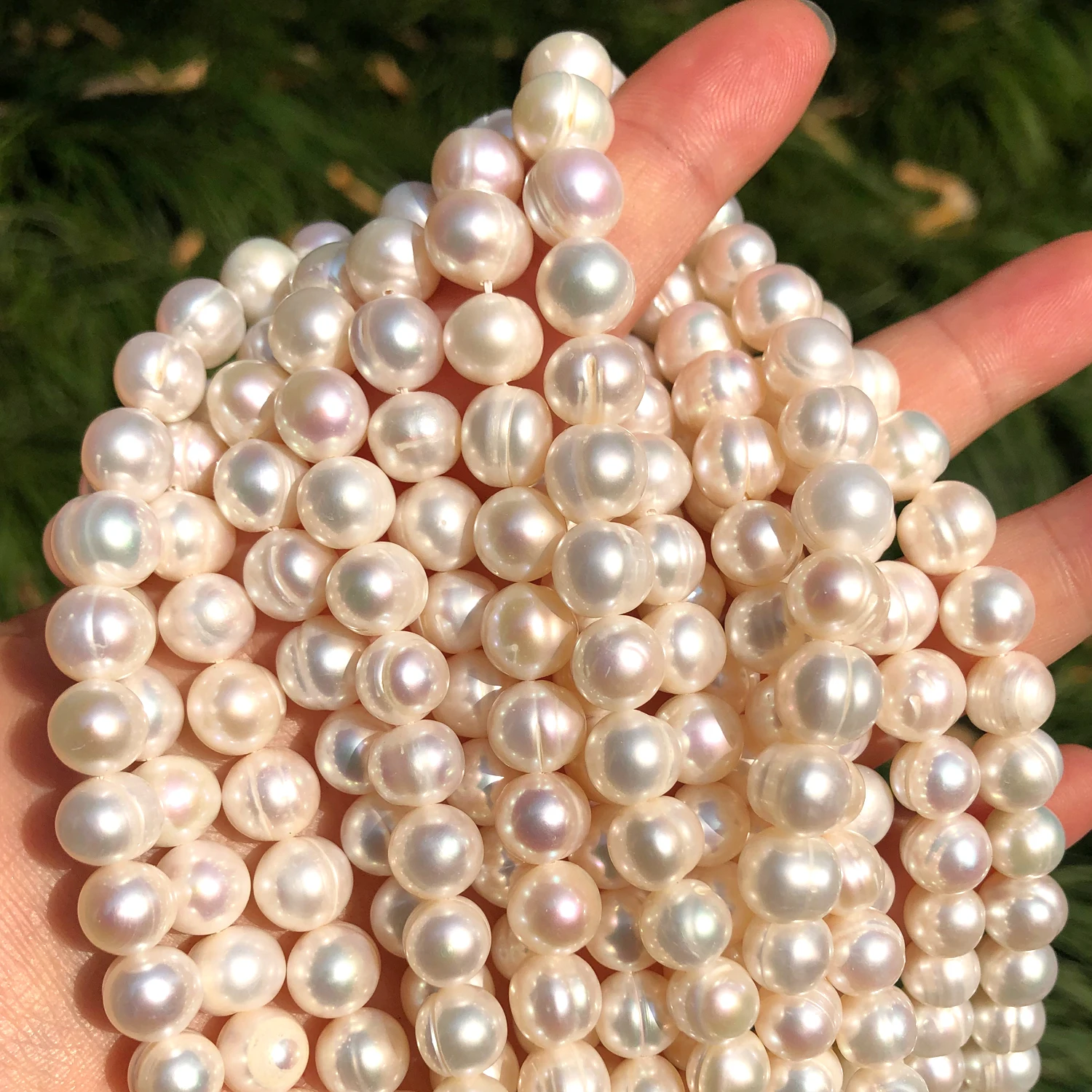 Natural Freshwater White Pearl 6-7mm 7-8mm 9-10mm Round Beads for Jewelry Making DIY Charm Earrings Bracelet Necklace 15 inches 6