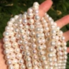 Natural Freshwater White Pearl 6-7mm 7-8mm 9-10mm Round Beads for Jewelry Making DIY Charm Earrings Bracelet Necklace 15 inches 6