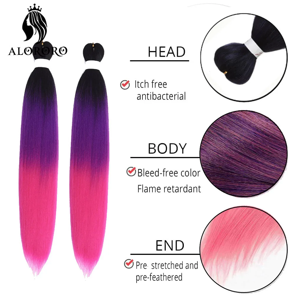 Alororo Afro Ombre Jumbo Box Braids Easily Braids Extensions Synthetic Afro Professional Pre stretched Braiding Hair