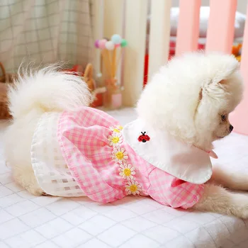 

Dog Dress Pink Princess Ladybug Spring Summer Dog Clothes For Small Dog Party Dog Skirt Puppy Costume Pets Outfits New